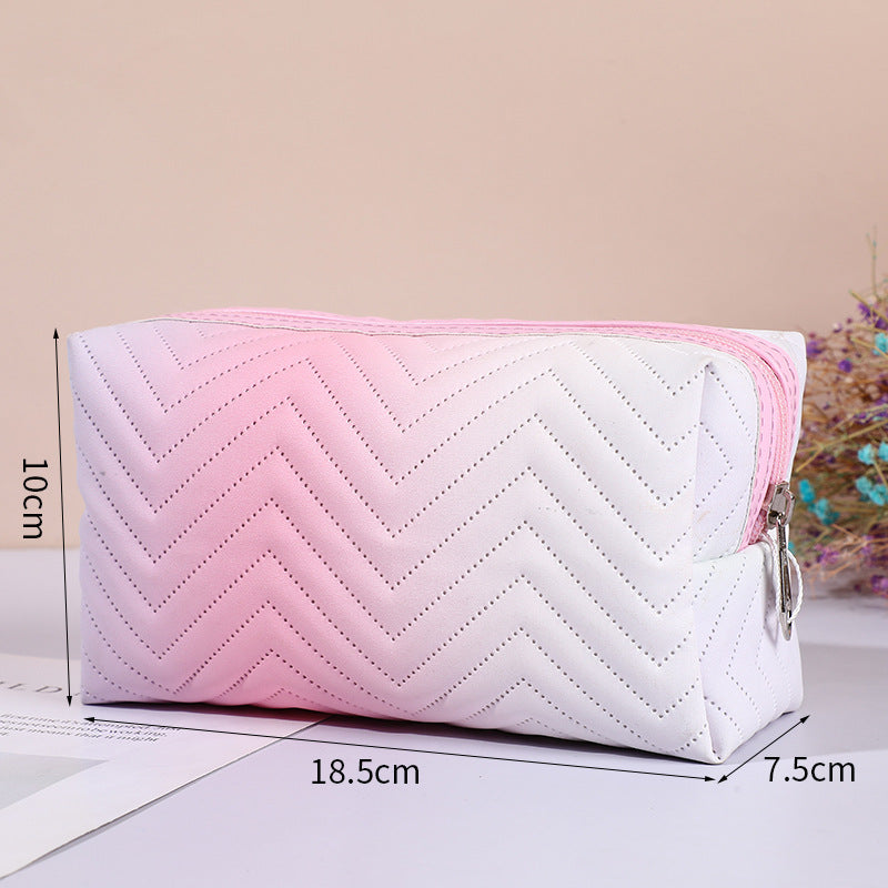 Women's PU Leather Gradient Stereoscopic Makeup Bag
