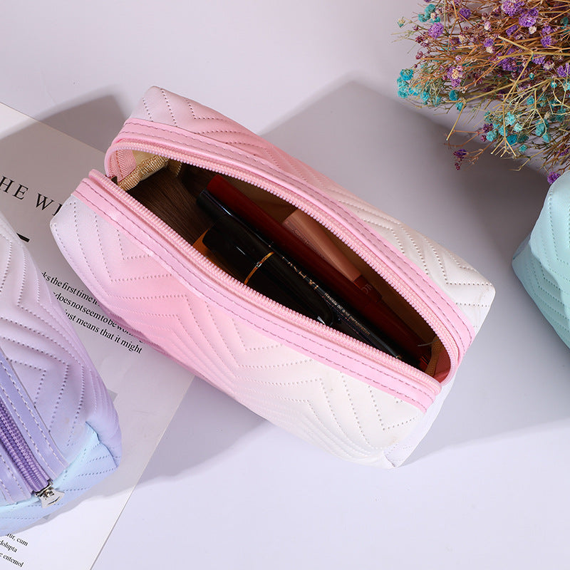 Women's PU Leather Gradient Stereoscopic Makeup Bag