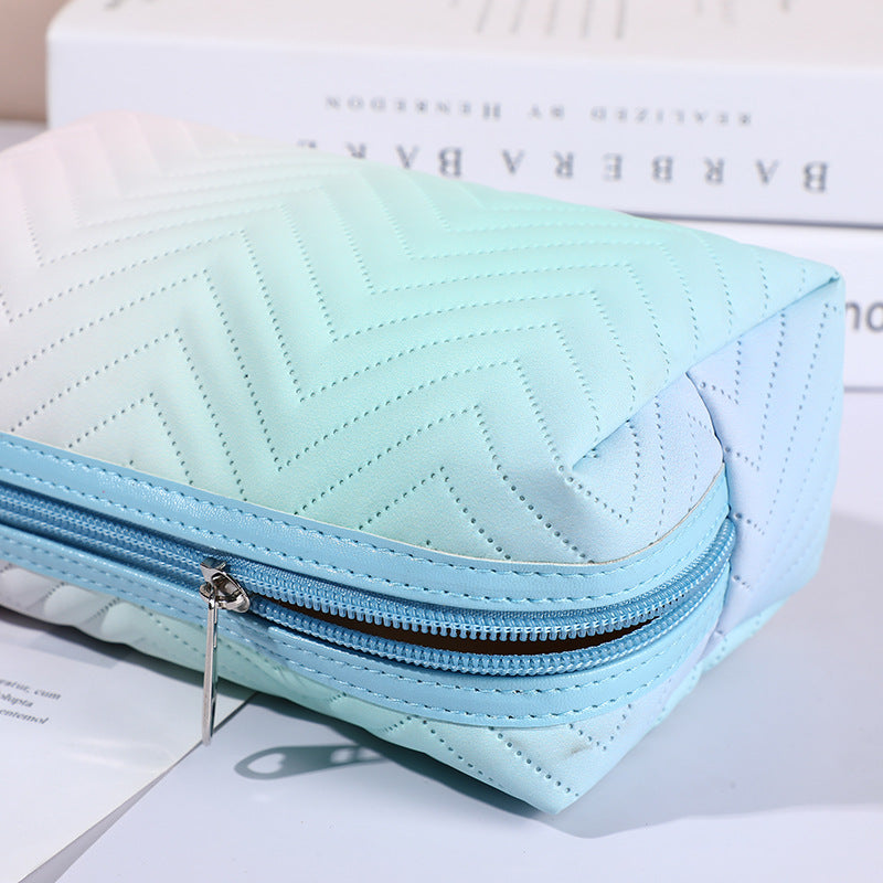 Women's PU Leather Gradient Stereoscopic Makeup Bag
