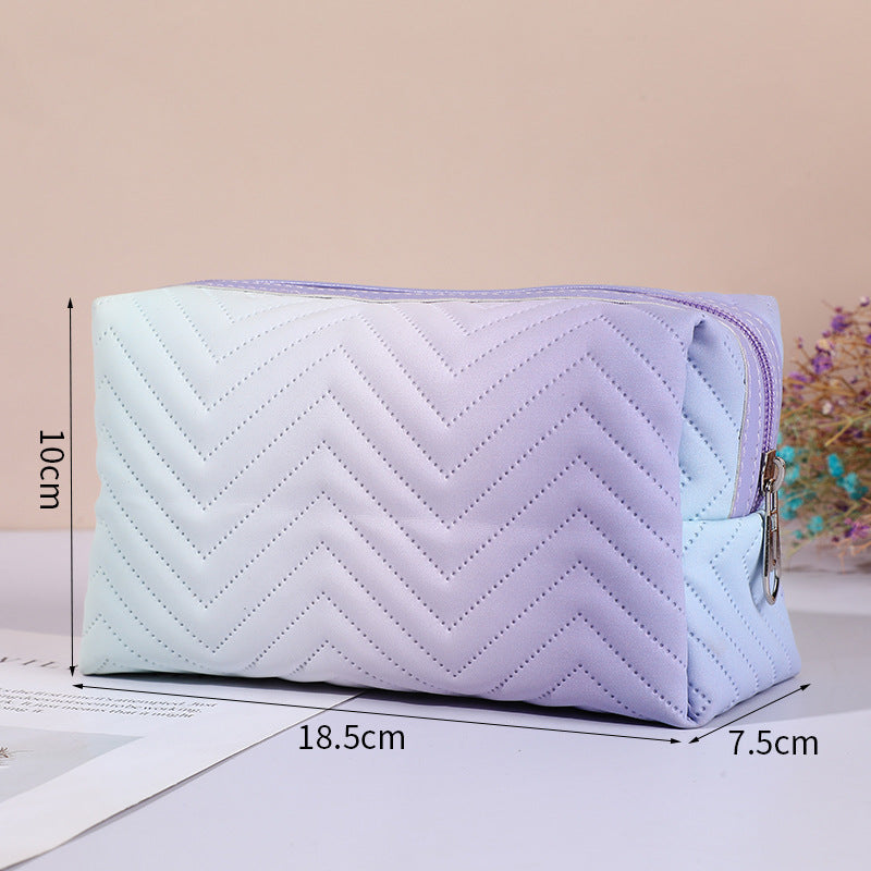 Women's PU Leather Gradient Stereoscopic Makeup Bag