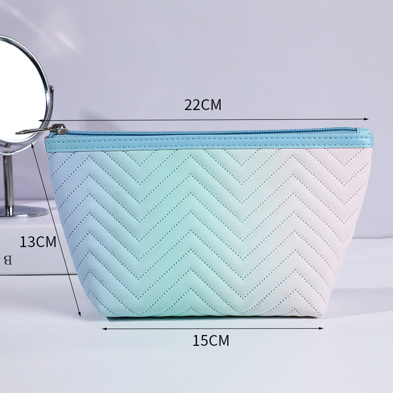 Women's PU Leather Gradient Stereoscopic Makeup Bag