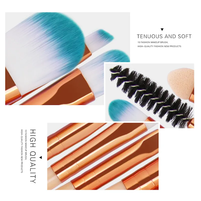 Set of 15 Professional Synthetic Makeup Brushes