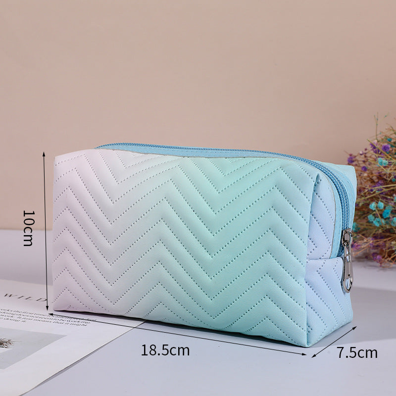 Women's PU Leather Gradient Stereoscopic Makeup Bag