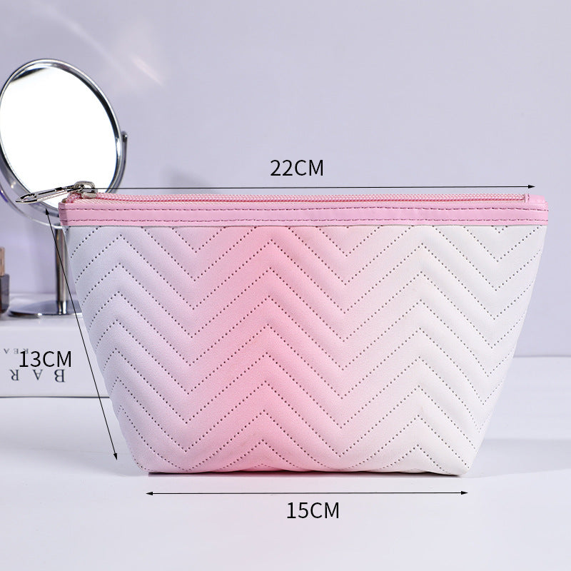 Women's PU Leather Gradient Stereoscopic Makeup Bag