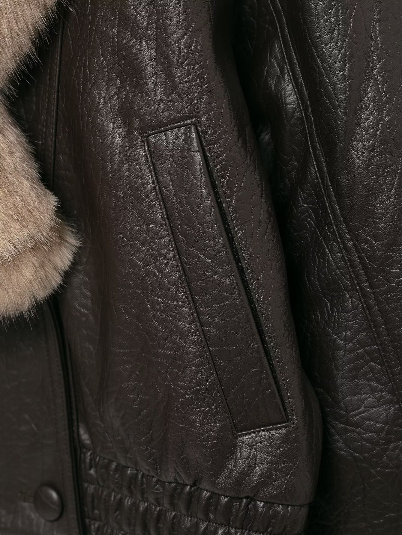 Women's Stylish And Elegant Faux Fur-Decorated Leather Jacket